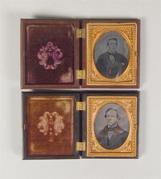 Appraisal: Two Ambrotypes in Matching Gutta-Percha Cases Ambrotypes of young men