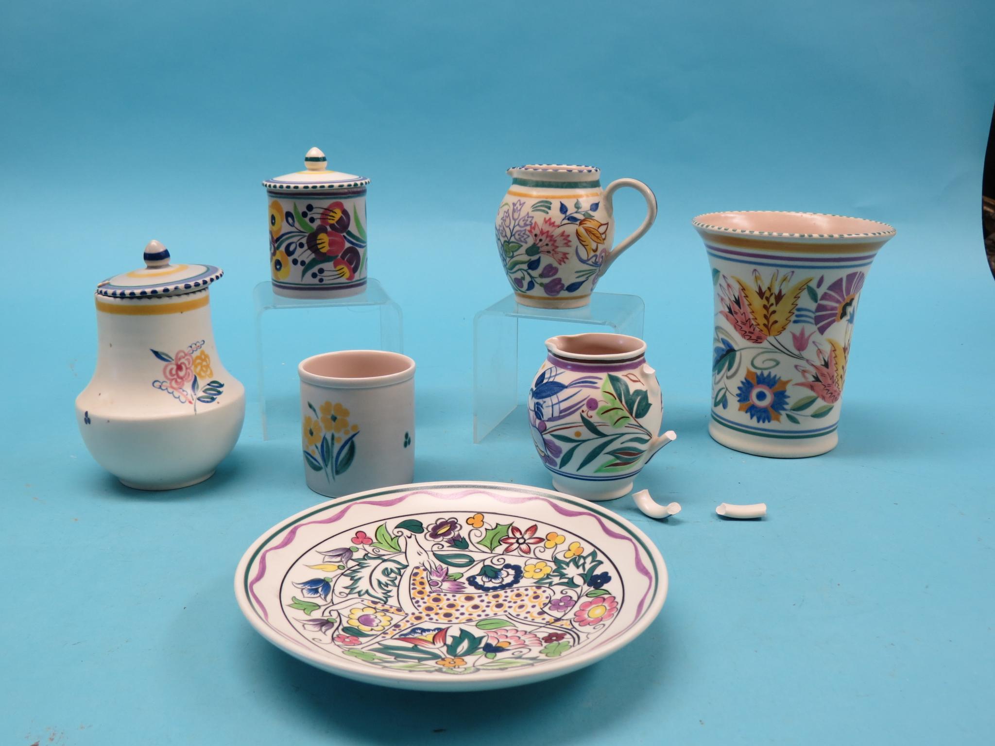 Appraisal: Poole Pottery 's and later seven items including two covered