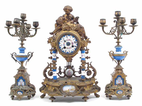 Appraisal: A Louis XV style porcelain mounted gilt metal and gilt