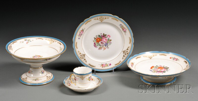 Appraisal: Forty-six-piece Partial Luncheon Service Continental th century with gilded trim