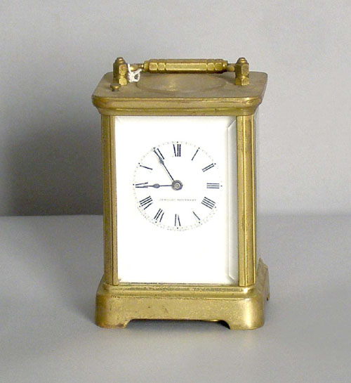 Appraisal: Waterbury brass carriage clock h