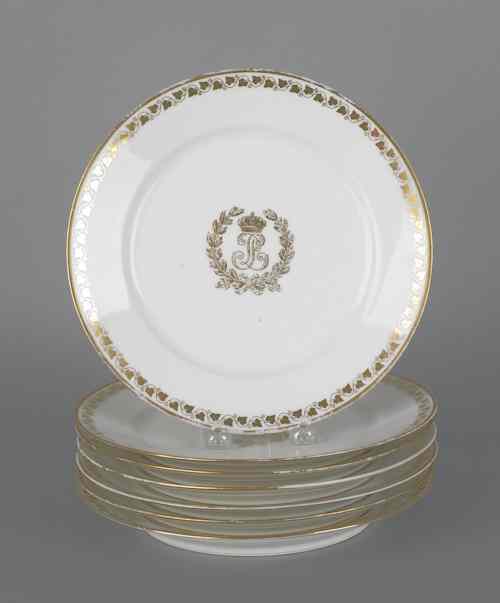 Appraisal: Seven Sevres Chateau de St Cloud dinner plates th c