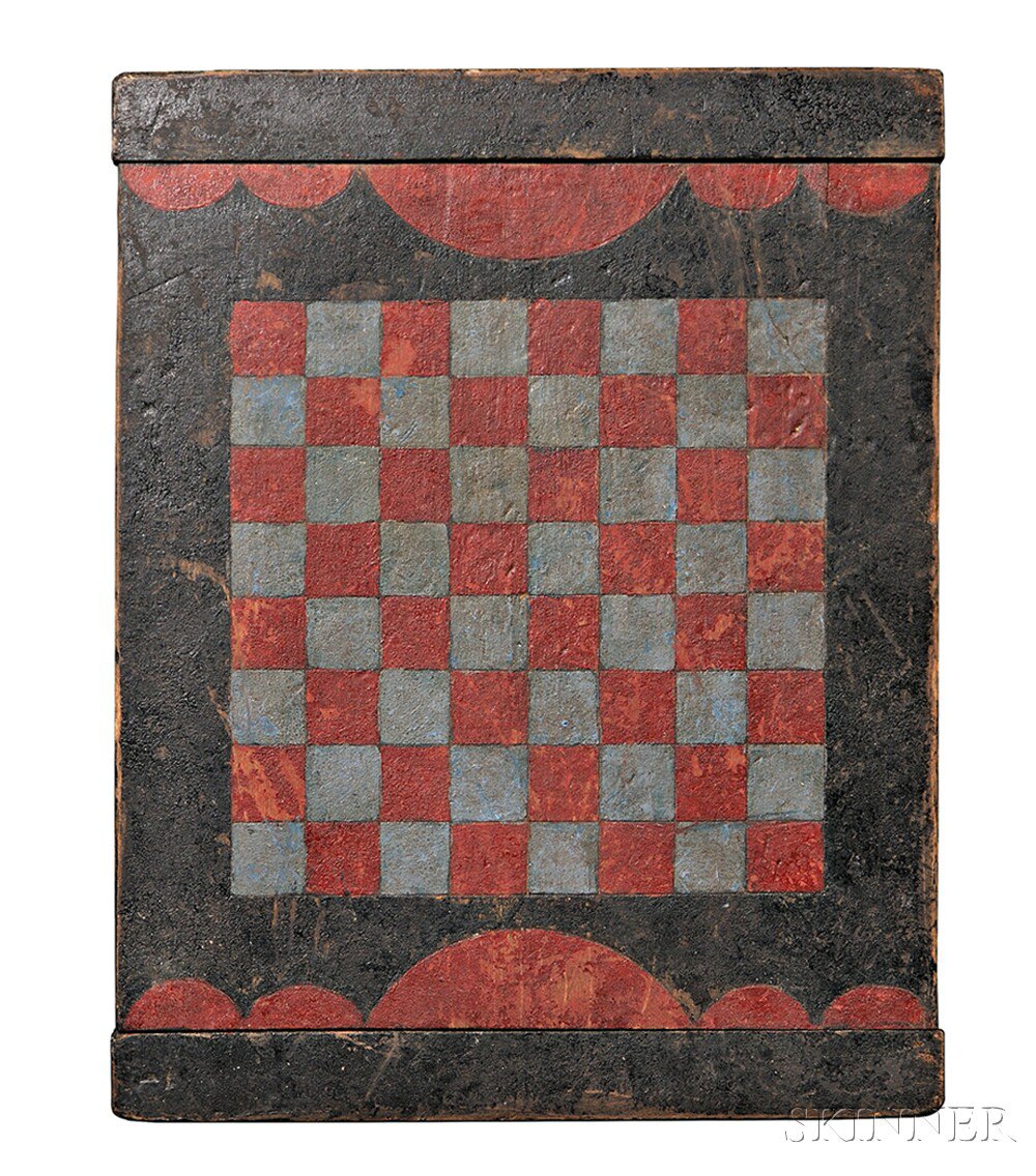 Appraisal: Small Painted Checkerboard America th century the rectangular panel with