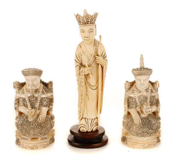 Appraisal: A group of three Chinese ivory figures th Century height