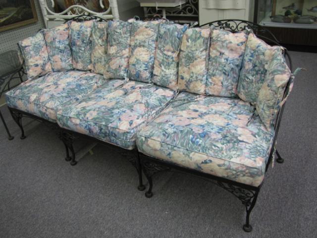 Appraisal: Woodard Wrought Iron Sectional Sofa piece with cushions