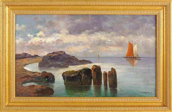 Appraisal: John Califano th th c oil on canvas coastal scene