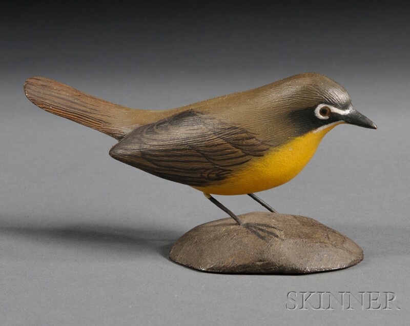 Appraisal: Jess Blackstone Miniature Carved and Painted Yellow Breasted Chat Figure