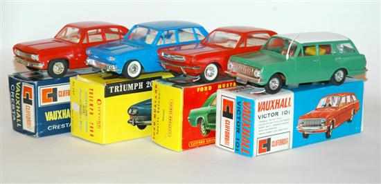 Appraisal: Four Clifford Toys Friction Cars including a red Vauxhall Cresta