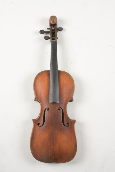 Appraisal: Antique Folk Art Fiddle With Coffin Case a not-so-crude instrument