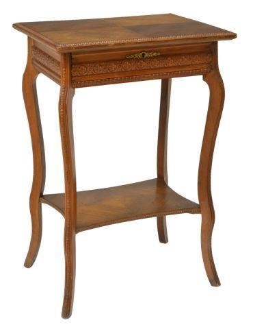 Appraisal: French mahogany travailleuse sewing table early th c hinged top