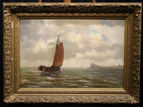 Appraisal: TH CENTURY NORTHERN EUROPEAN FISHING BOAT OFF THE COAST Oil