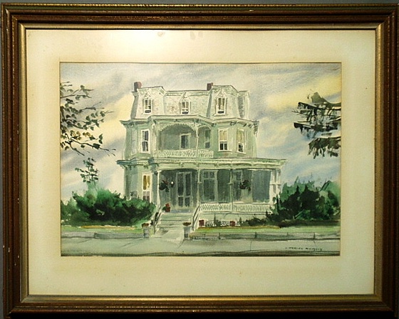 Appraisal: - Framed and matted watercolor painting of Gibson House Jackson