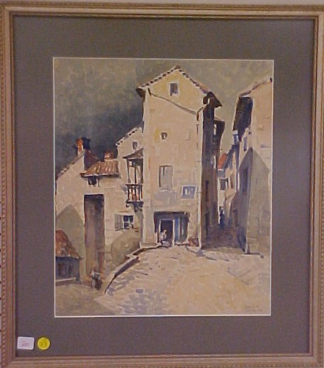 Appraisal: Jules Andre Smith American - watercolor European cobbled street signed