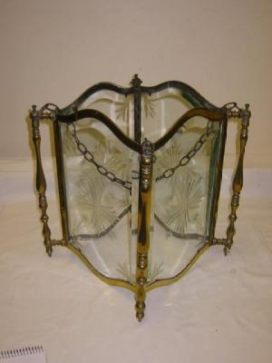 Appraisal: A BRASS GEORGIAN STYLE HALL LANTERN of square form with