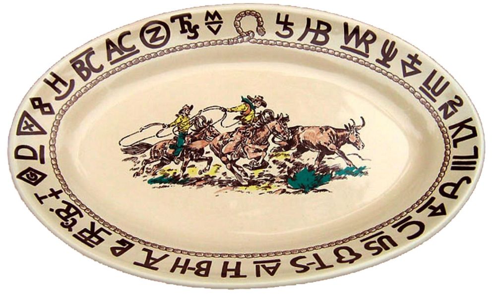 Appraisal: Westward Ho Rodeo Large Oval Serving Platter This is a