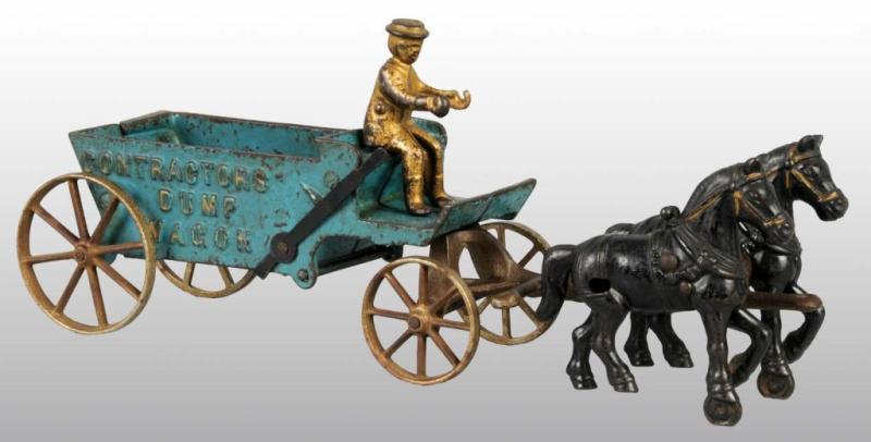 Appraisal: Cast Iron Arcade Contractors Dump Wagon Toy Description Includes one