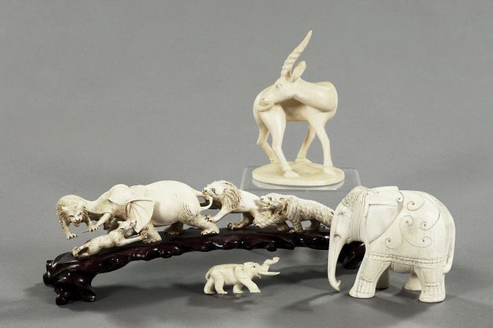 Appraisal: Group of Four Carved Ivory Figures consisting of a Japanese