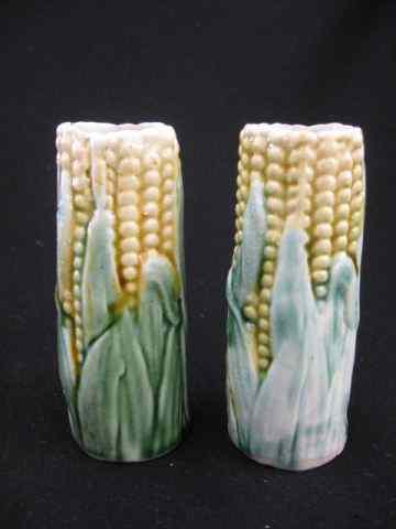 Appraisal: Pair of Majolica Pottery Vases ''Corn'' design '' tall