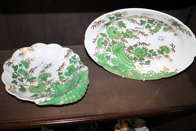 Appraisal: TWO SPODE DESSERT DISHES circa with Chinese green and gilt