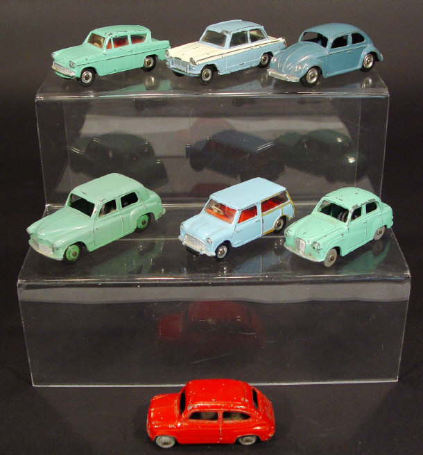 Appraisal: Seven Dinky toys die-cast saloon cars comprising a Fiat Austin