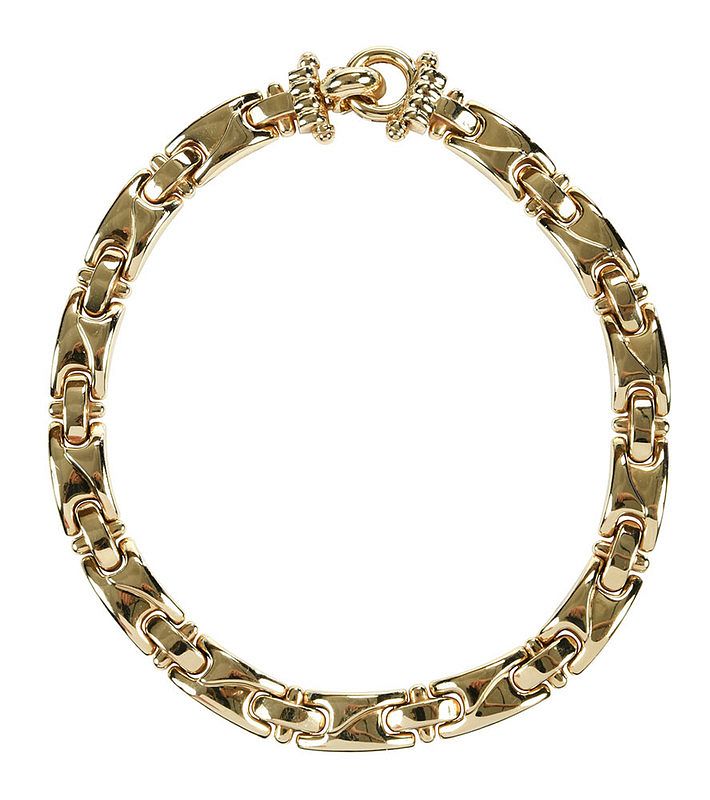 Appraisal: kt Necklace fancy link chain stamped DG kt Italy yellow