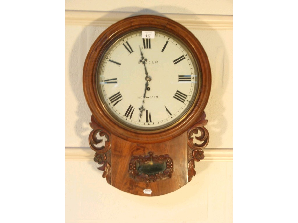 Appraisal: A Victorian drop dial wall clock by Hallam of Nottingham