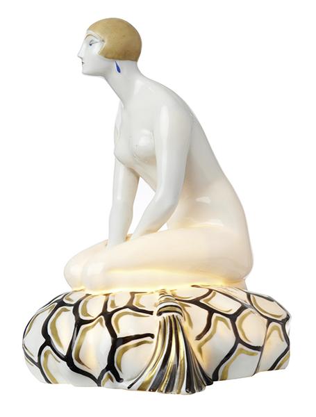 Appraisal: AN ART DECO LIMOGES FIGURAL LAMP BY JEAN BOYER FOR