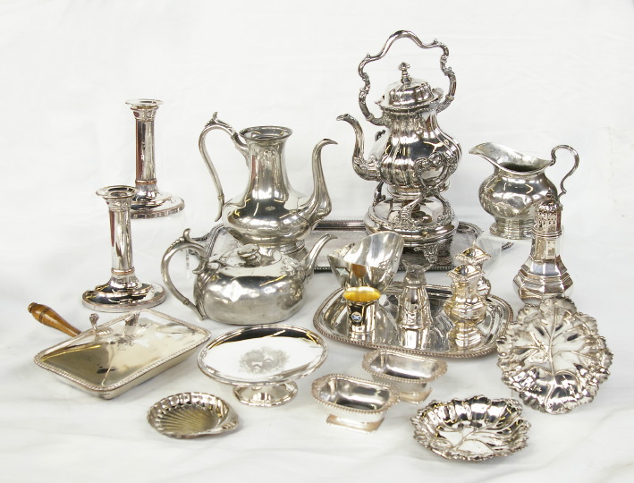 Appraisal: Miscellaneous Collection of Twenty-Four Silverplated and Old Sheffield-Plated Serving Articles