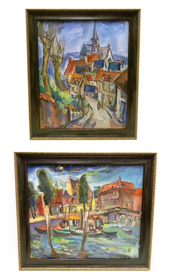 Appraisal: Marion Huse American - two framed oils on canvas French