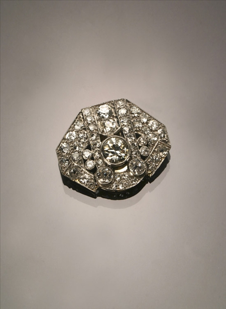 Appraisal: Art Deco Platinum and Diamond Clip Circa - Set with