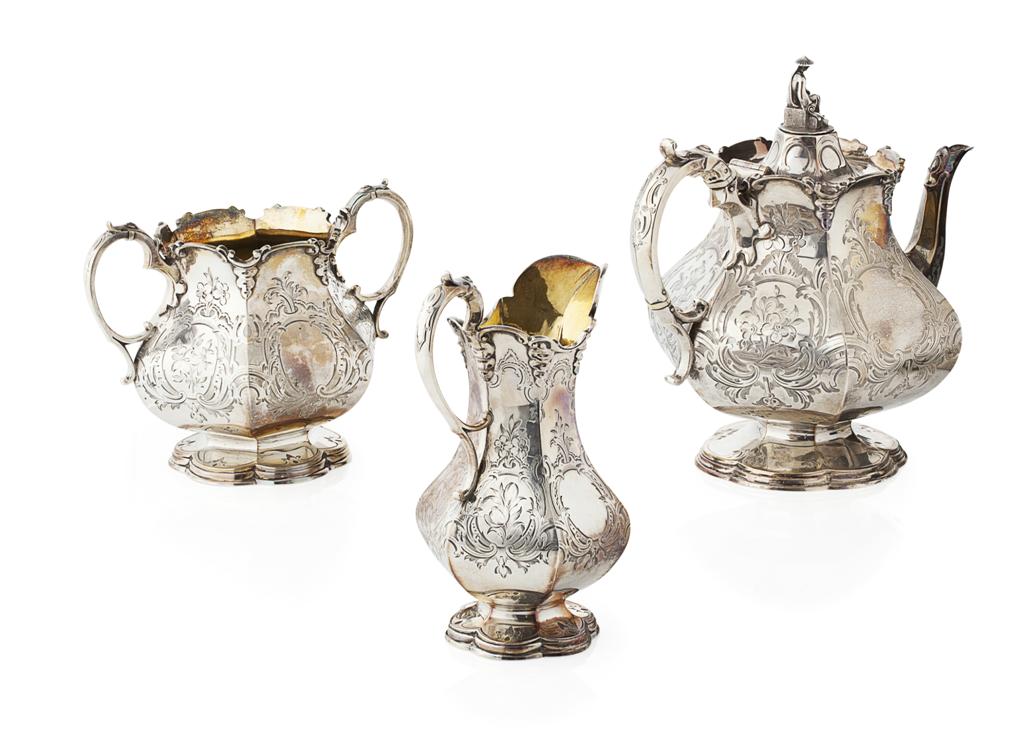 Appraisal: A three piece Victorian tea service Joseph and Albert Savory