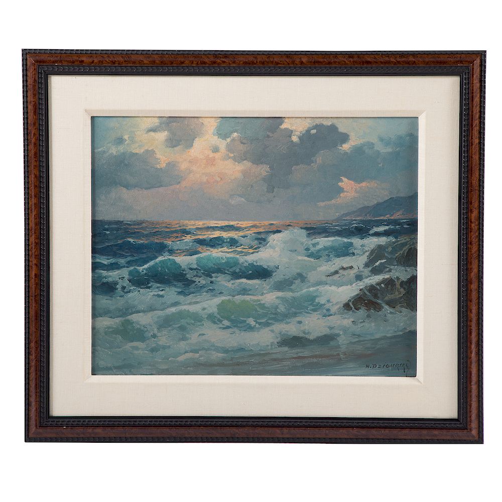 Appraisal: Alexander Dzigurski Sunset Seascape American - Oil on canvas signed