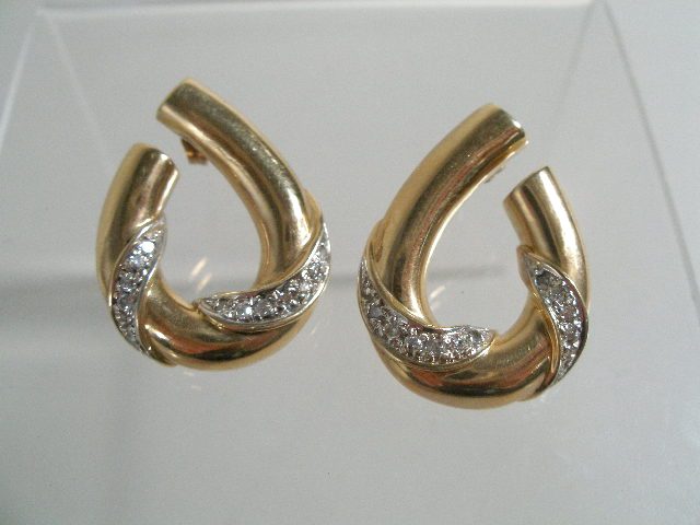 Appraisal: Diamond Earrings K yellow gold w diamonds stud and post