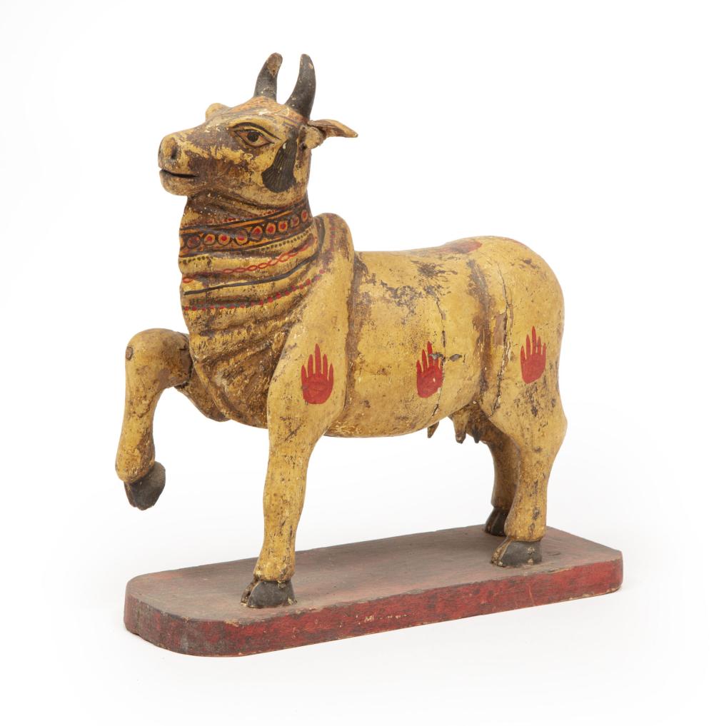 Appraisal: Carved and Polychrome Painted Wood Figure of a Cow h