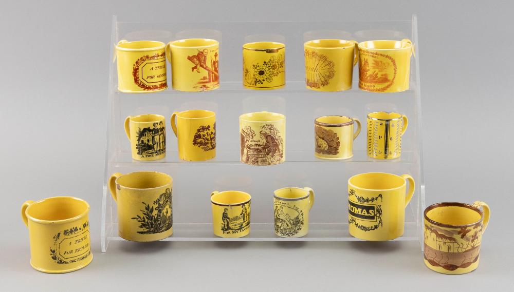 Appraisal: SIXTEEN ENGLISH POTTERY CHILD'S MUGS TH CENTURY HEIGHTS FROM TO