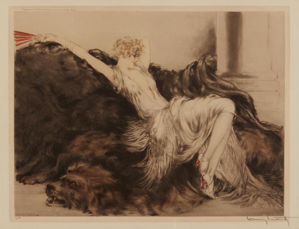 Appraisal: Louis Icart - French Laziness Hand colored etching aquatint on