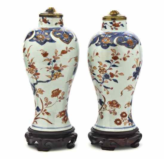 Appraisal: A Pair of Porcelain Baluster Vases having underglazed blue and