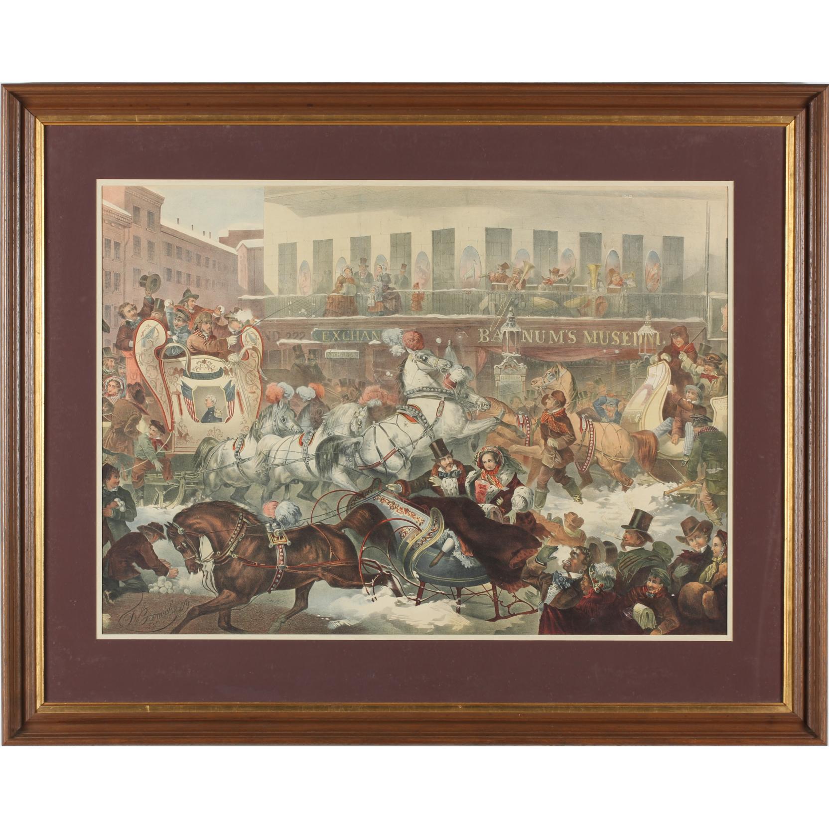 Appraisal: Thomas Benecke Am th Century Sleighing in New York color