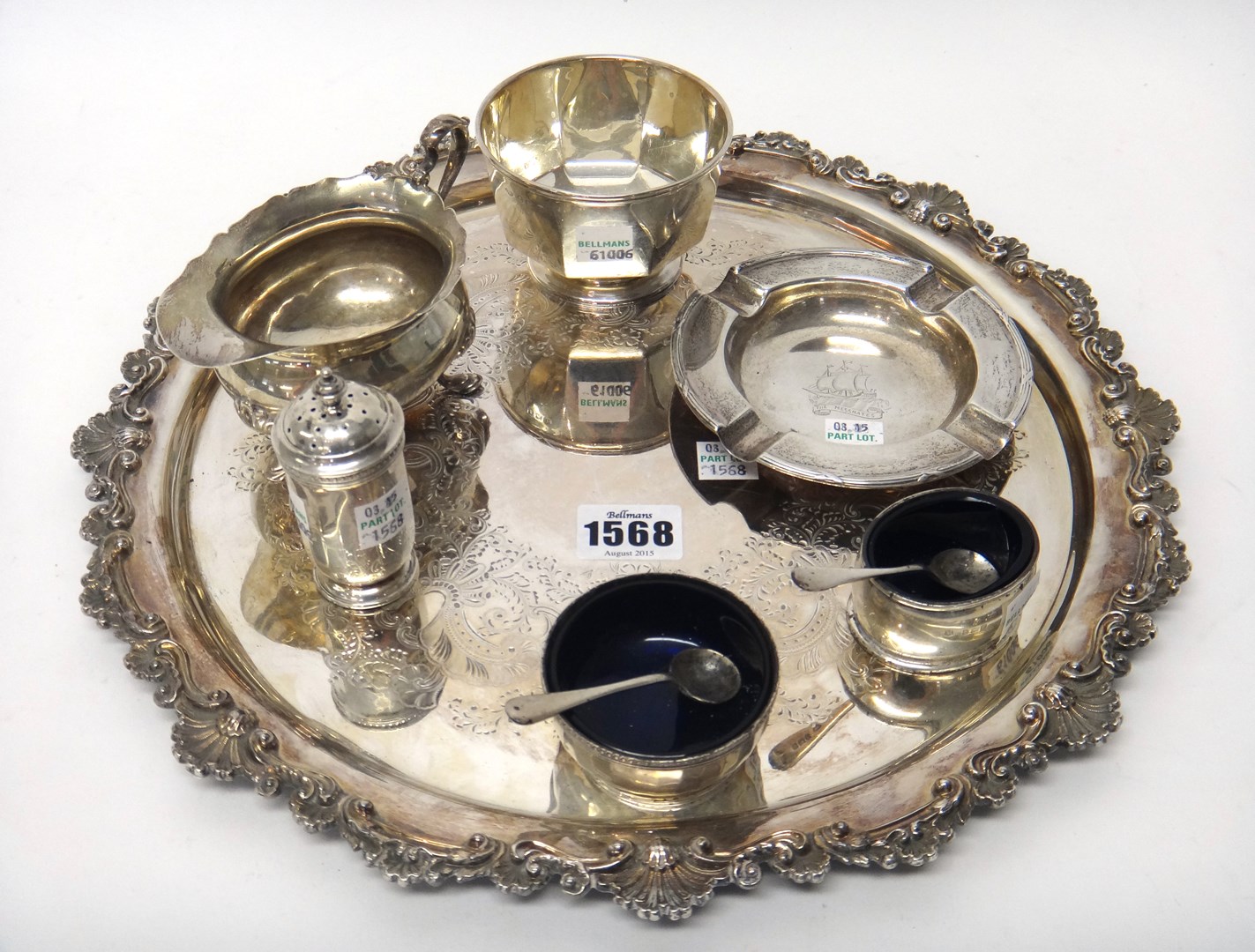 Appraisal: Silver comprising a small sauceboat Birmingham a small octagonal bowl