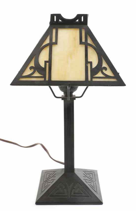 Appraisal: An American Arts Crafts Style Boudoir Lamp having a tapering