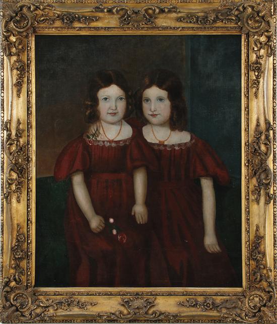 Appraisal: Southern school possibly Tennessee or Kentucky th century TWIN GIRLS