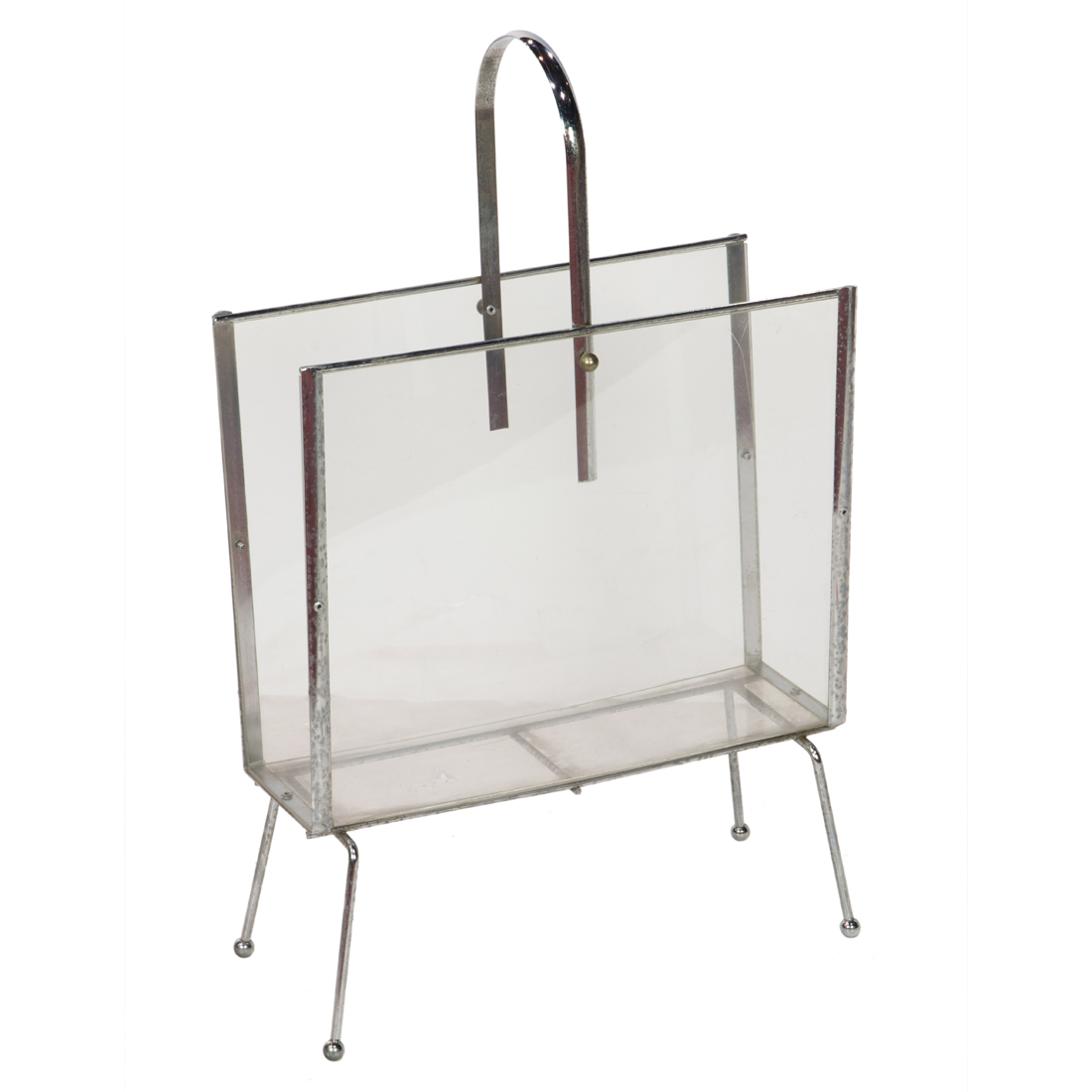 Appraisal: A MODERNIST ACRYLIC AND CHROMED METAL MAGAZINE RACK A Modernist