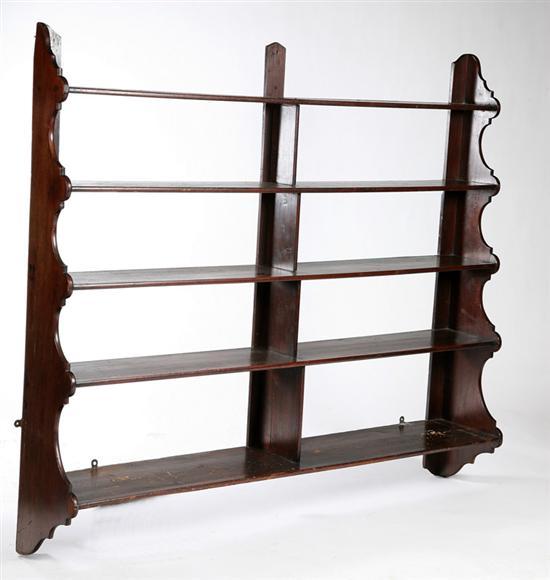 Appraisal: HANGING SHELVES American nd half- th century walnut Set of