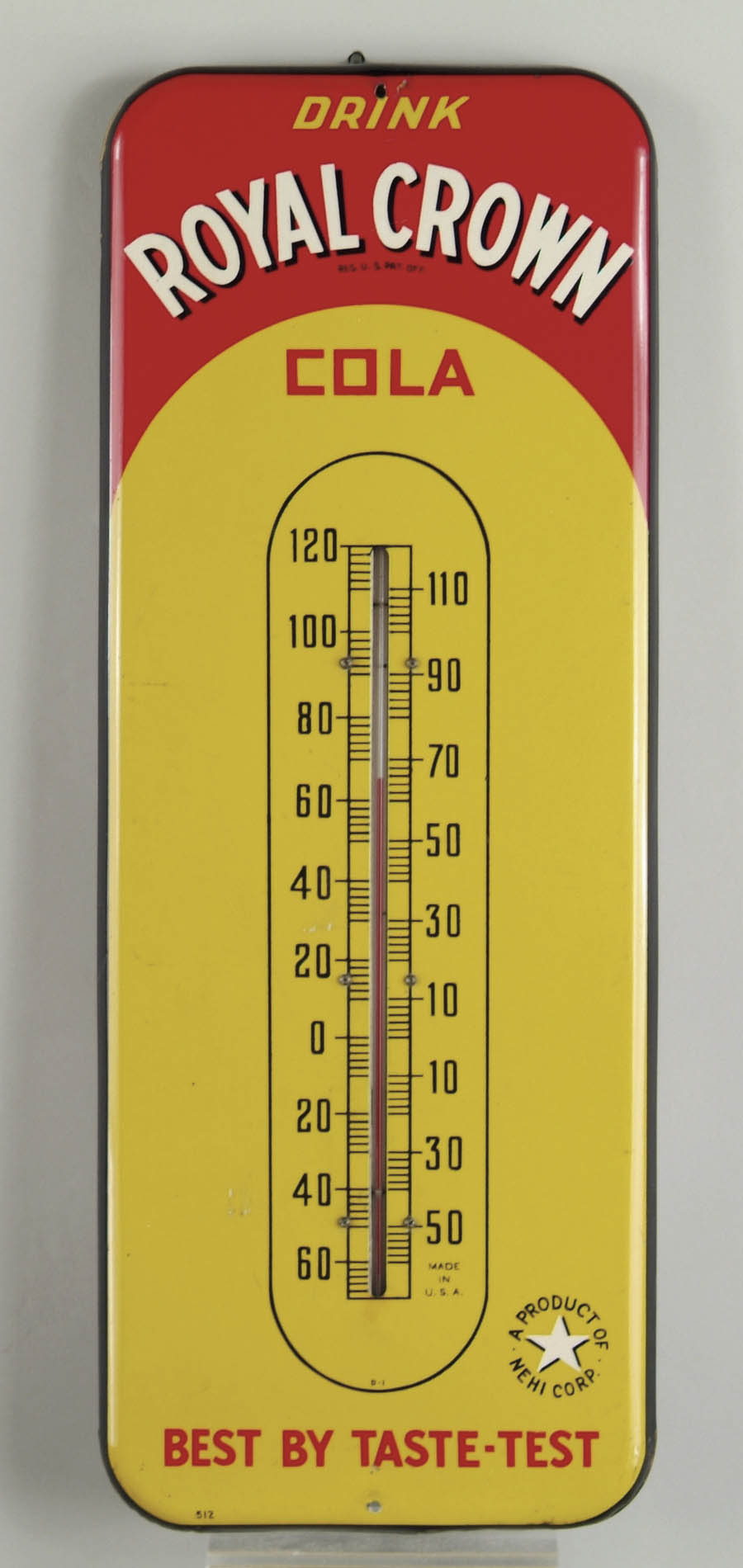 Appraisal: ROYAL CROWN COLA TIN THERMOMETER Rectangular thermometer with original intact