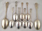 Appraisal: Nine various silver dessert and teaspoons mostly Georgian and Victorian