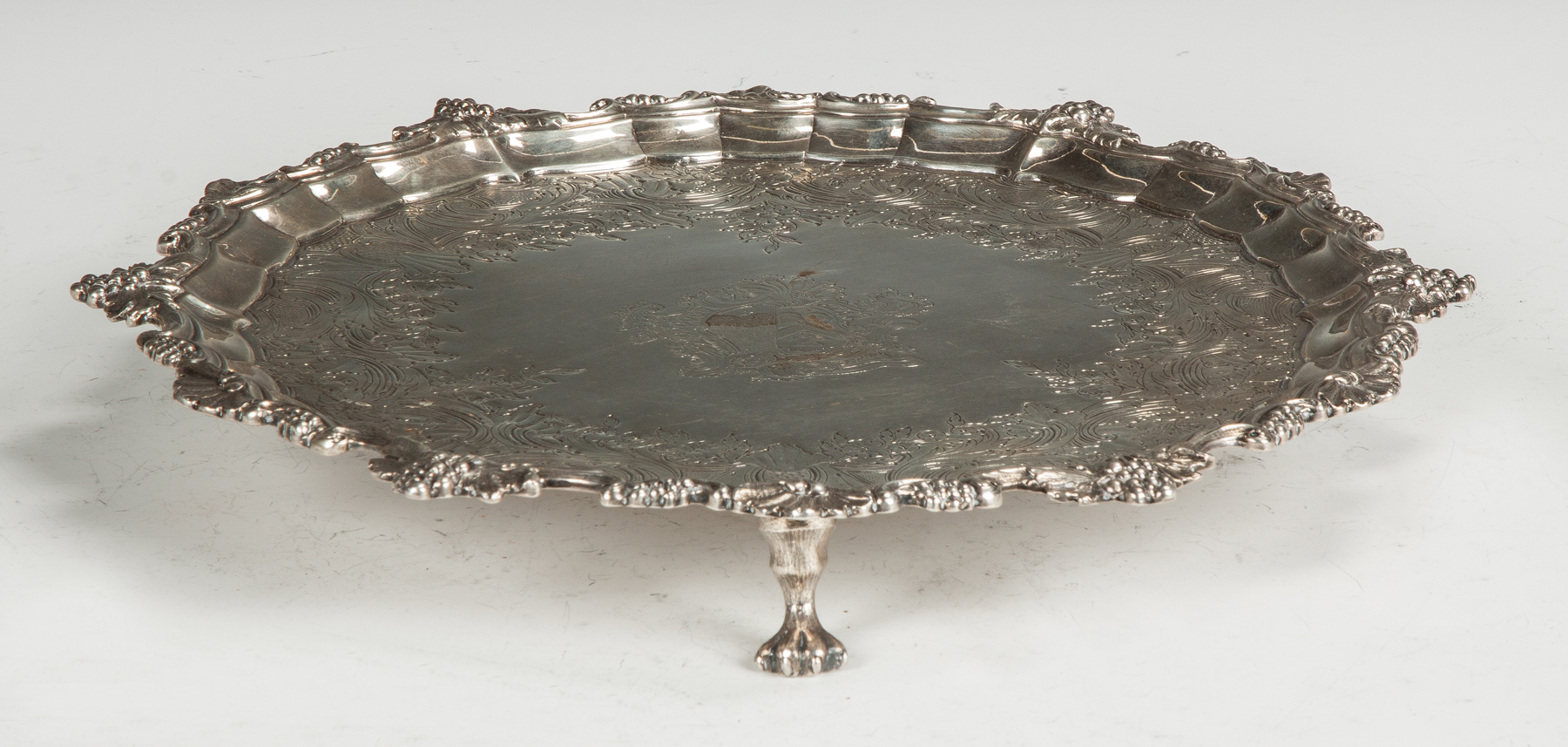 Appraisal: George III Sterling Silver Salver Shell grape border claw feet