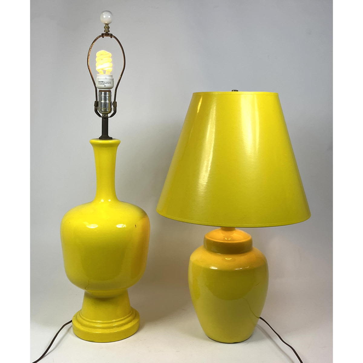 Appraisal: pcs Mid Century Modern Yellow Lamps with original shade Dimensions