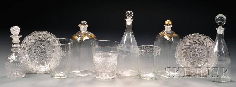 Appraisal: Nine Assorted Colorless Blown-molded and Pressed Glass Tableware Items America