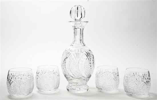 Appraisal: A Waterford Cut Glass Drink Set comprising a decanter and