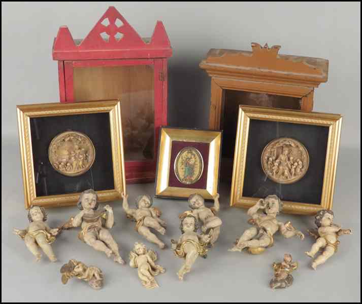 Appraisal: COLLECTION OF SEVEN PARCEL GILT CHERUB FIGURES Together with resin